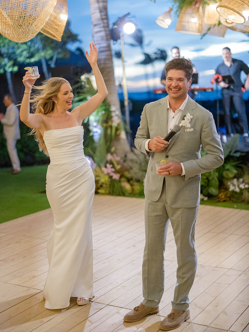 kona-village-rosewood-wedding-newlywed-reception-entrance