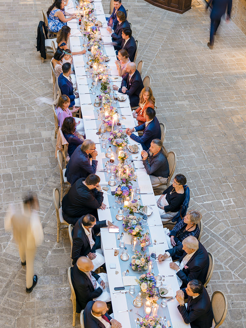 0120-chateau-de-bagnols-wedding-france-long-table-wedding-reception-overhead